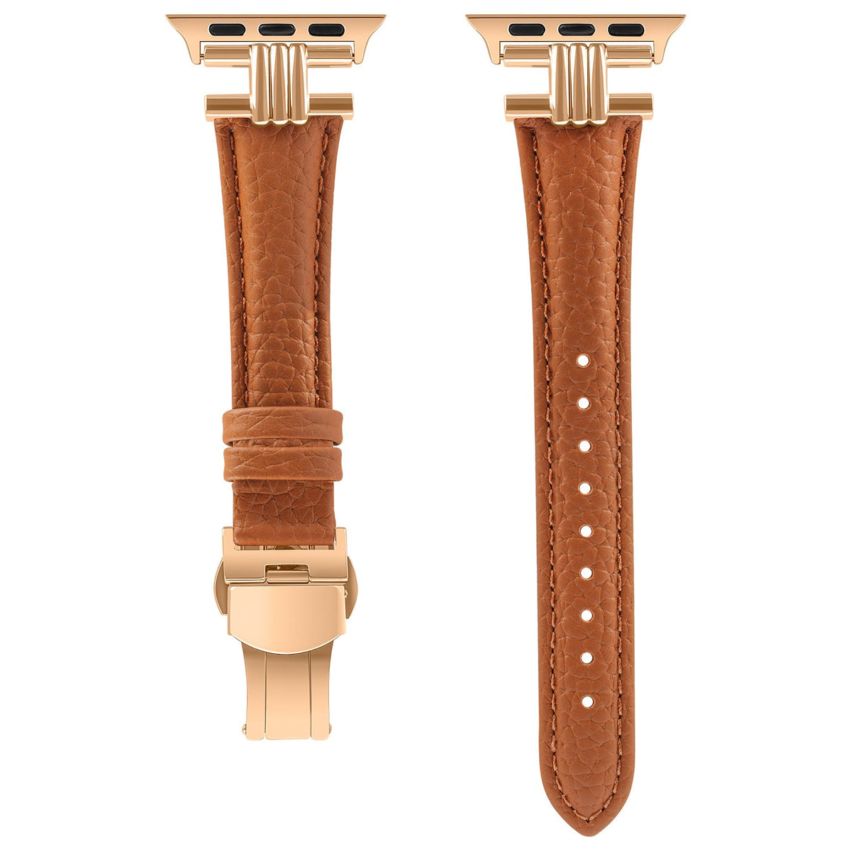 H Buckle Swift Leather Strap - Brown - HelloStrap