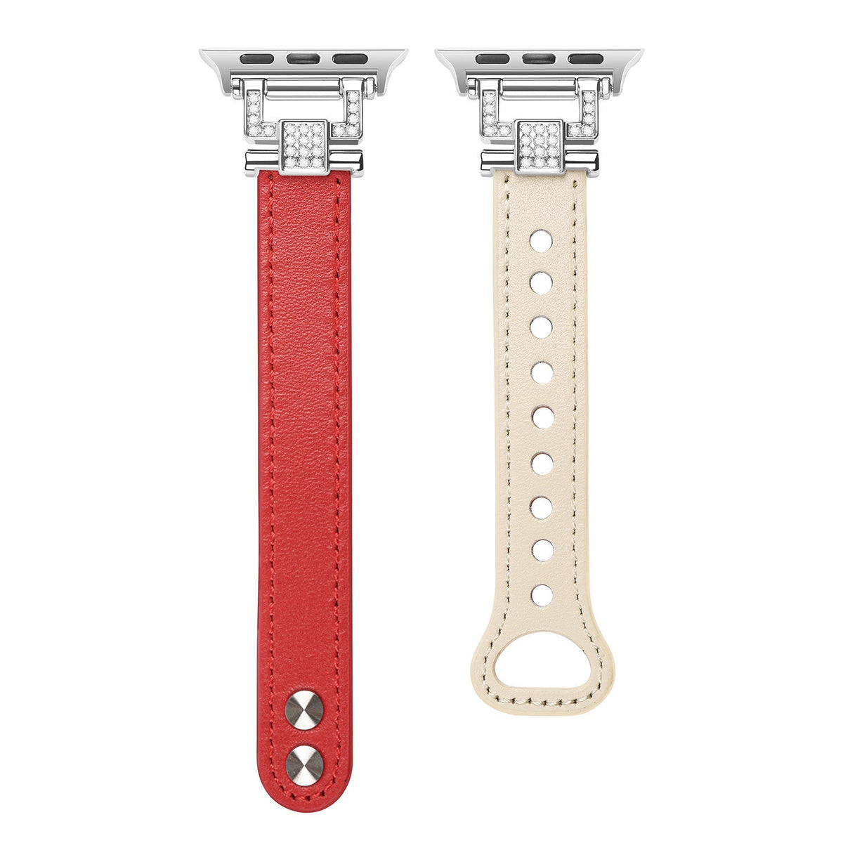 Crystal Two-Tone Leather Tour - Red + Beige - HelloStrap