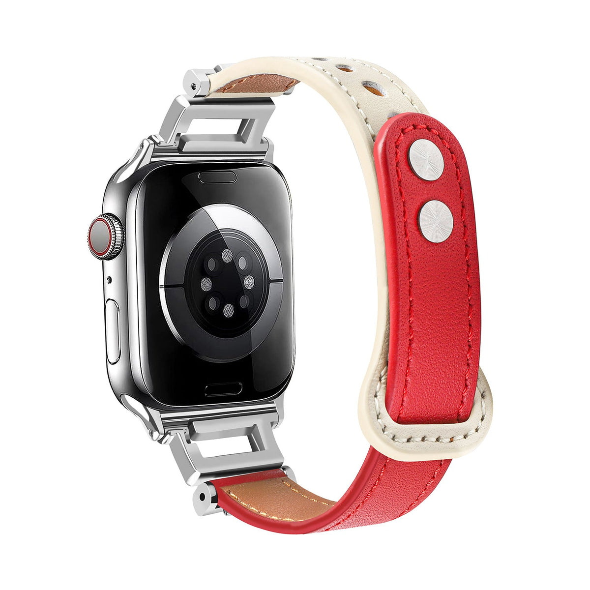 Crystal Two-Tone Leather Tour - Red + Beige - HelloStrap